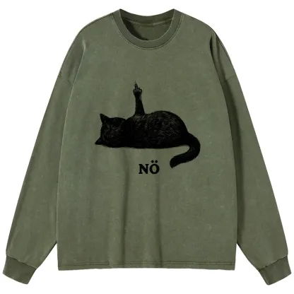 Tokyo-Tiger Cat Refused Washed Long Sleeve T-Shirt