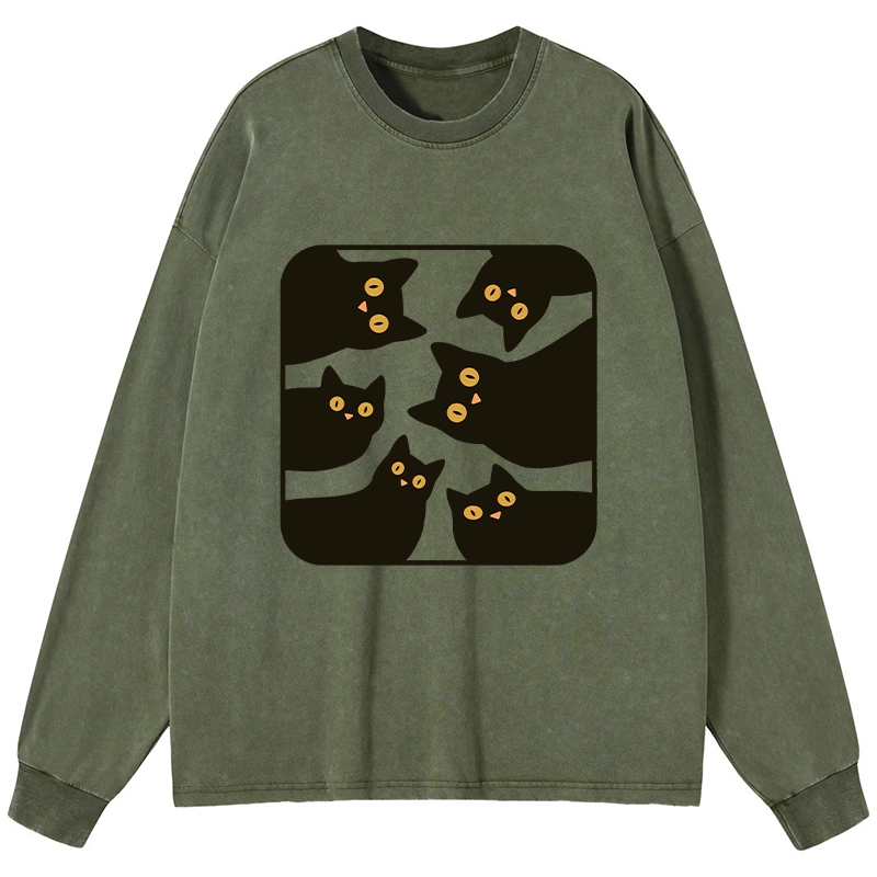 Tokyo-Tiger Cats Are Watching You Washed Long Sleeve T-Shirt