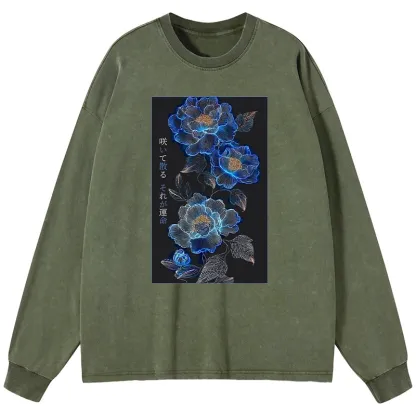 Tokyo-Tiger The Sea Of Flowers In The Darkness Washed Long Sleeve T-Shirt