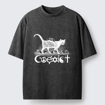 Tokyo-Tiger Coexist Funny Washed T-Shirt