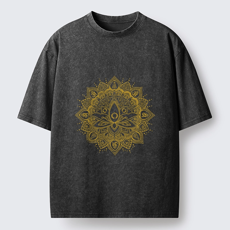 Tokyo-Tiger Serene Golden Mandala Washed T-Shirt