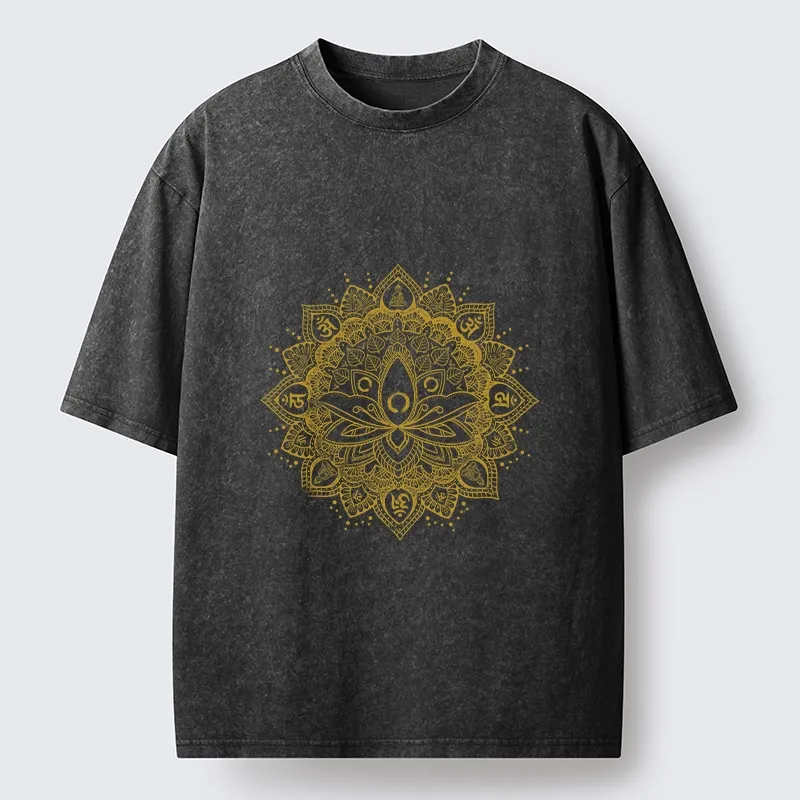 Tokyo-Tiger Serene Golden Mandala Washed T-Shirt Sale