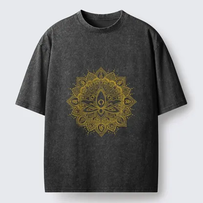 Tokyo-Tiger Serene Golden Mandala Washed T-Shirt