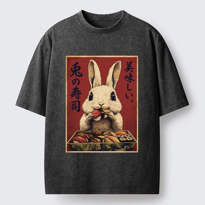 Tokyo-Tiger Rabbit’s Sushi Feast Washed T-Shirt