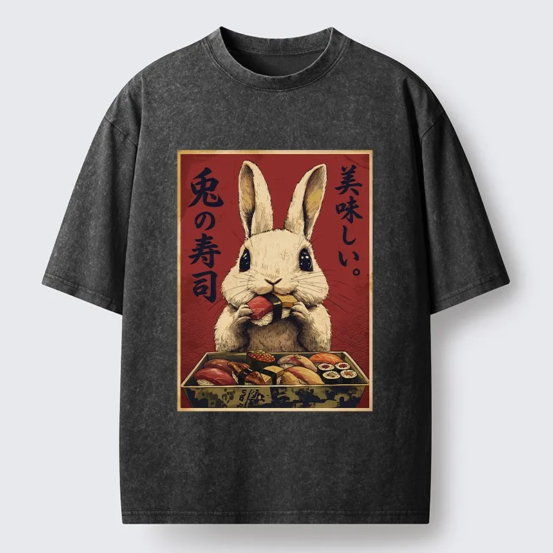 Tokyo-Tiger Rabbit’s Sushi Feast Washed T-Shirt Sale