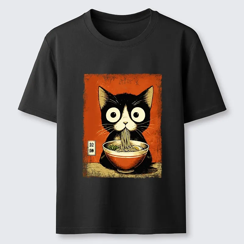 Tokyo-Tiger Ramen Loving Black Cat Classic T-Shirt