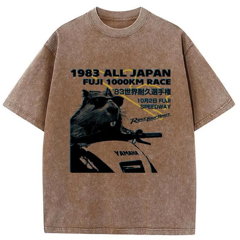 Tokyo-Tiger Funny Racing Beaver Washed T-Shirt