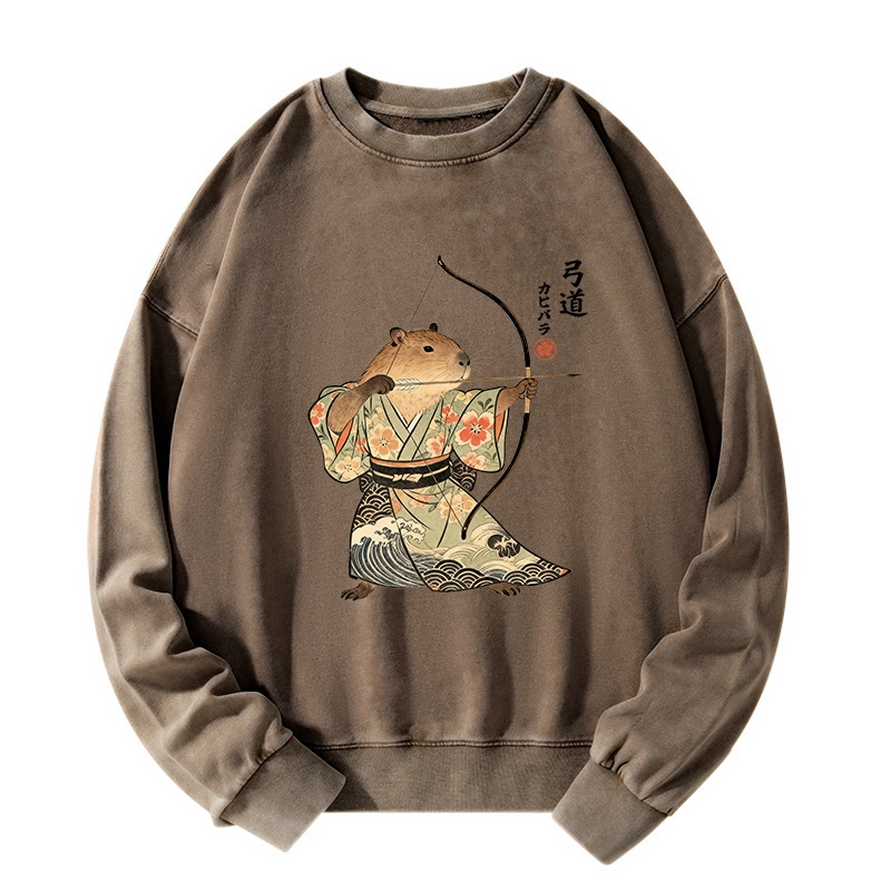 Tokyo-Tiger Capybara Archery Washed Sweatshirt