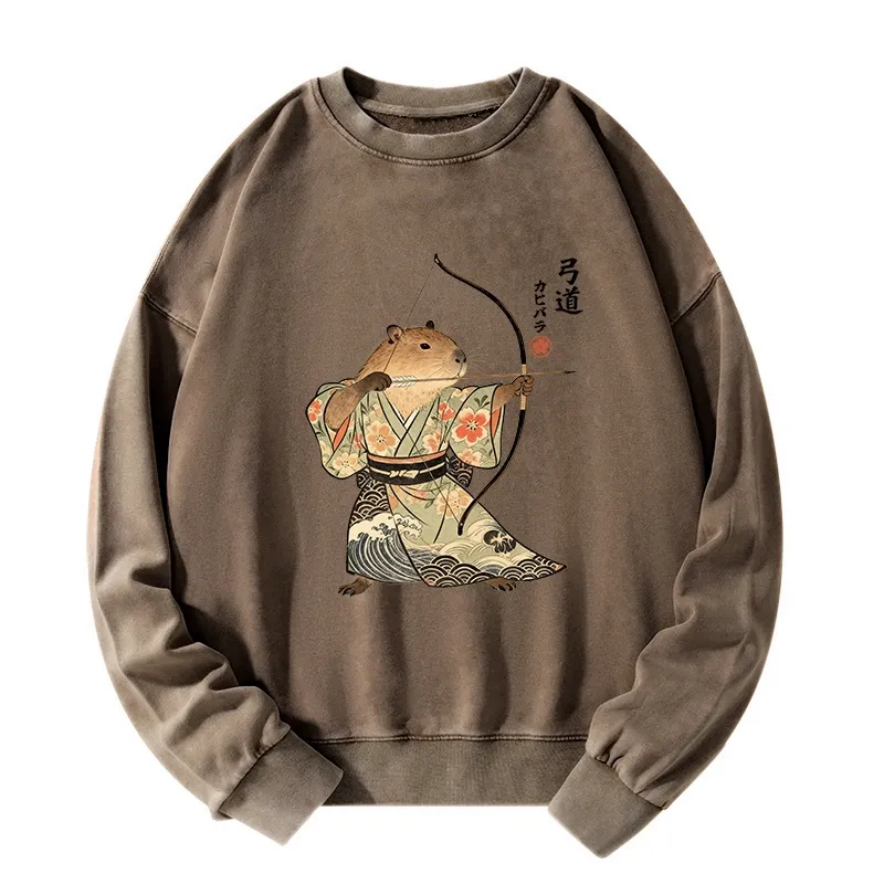 Tokyo-Tiger Capybara Archery Washed Sweatshirt