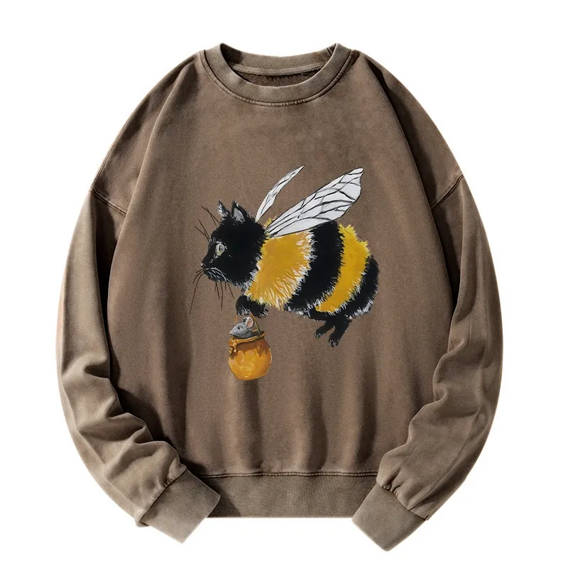 Tokyo-Tiger Catbee Funny Washed Sweatshirt