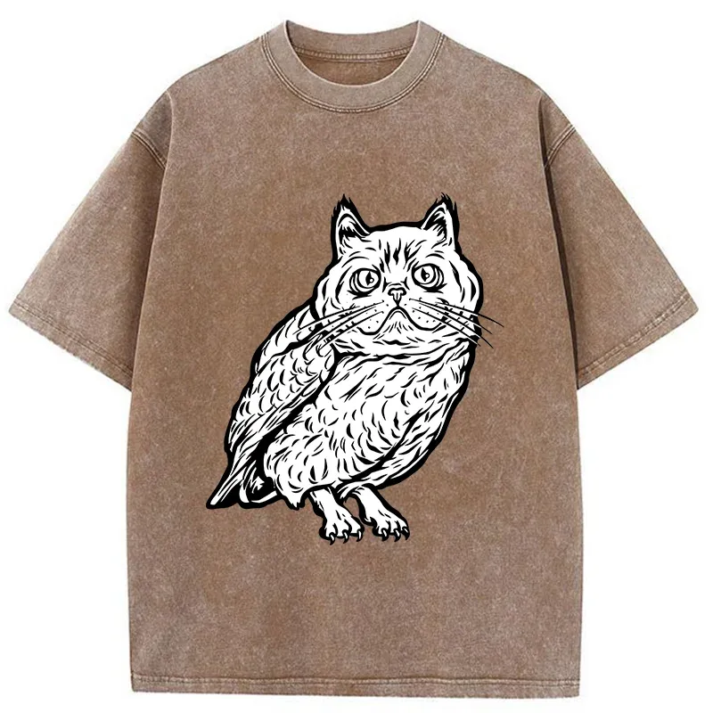Tokyo-Tiger Cute Japanese Owl Washed T-Shirt