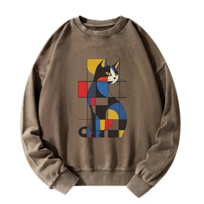 Tokyo-Tiger Mondrian Cat Washed Sweatshirt