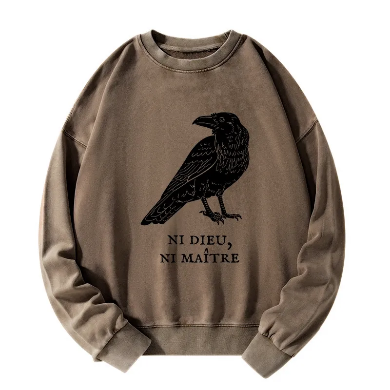 Tokyo-Tiger Crow Have A Strong Sense Of Self Washed Sweatshirt