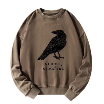 Tokyo-Tiger Crow Have A Strong Sense Of Self Washed Sweatshirt