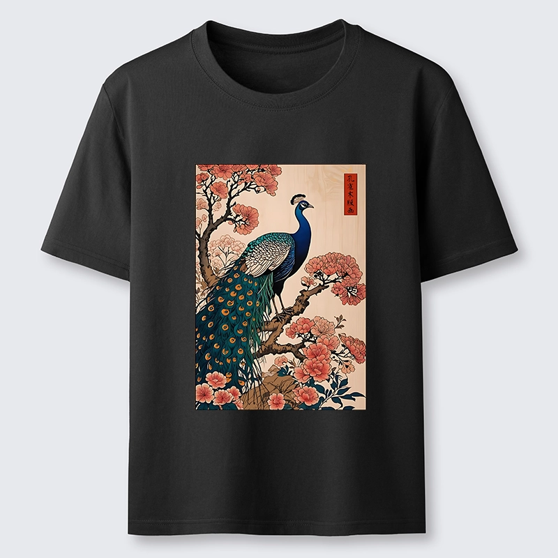 Tokyo-Tiger Vintage Peacock Ukiyoe Print Classic T-Shirt