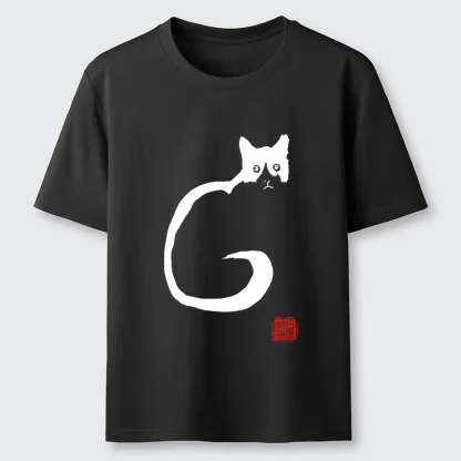 Tokyo-Tiger Calm Cat In Simple Lines Classic T-Shirt