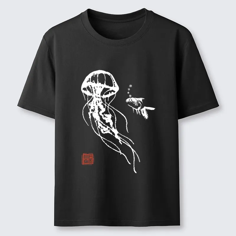 Tokyo-Tiger Ink Wash Jellyfish And Fish Classic T-Shirt