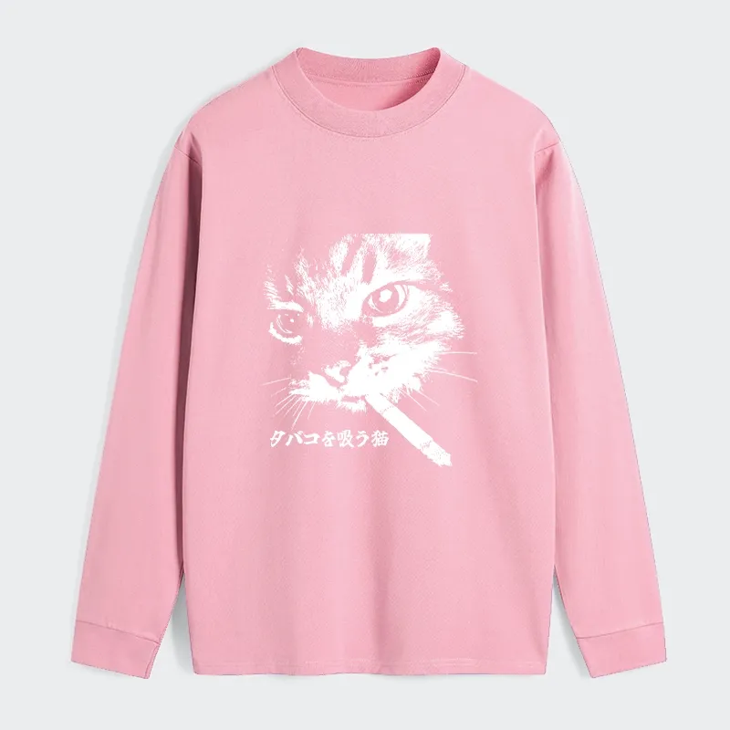 Tokyo-Tiger Retro Cat Smoking Classic Long Sleeve T-Shirt