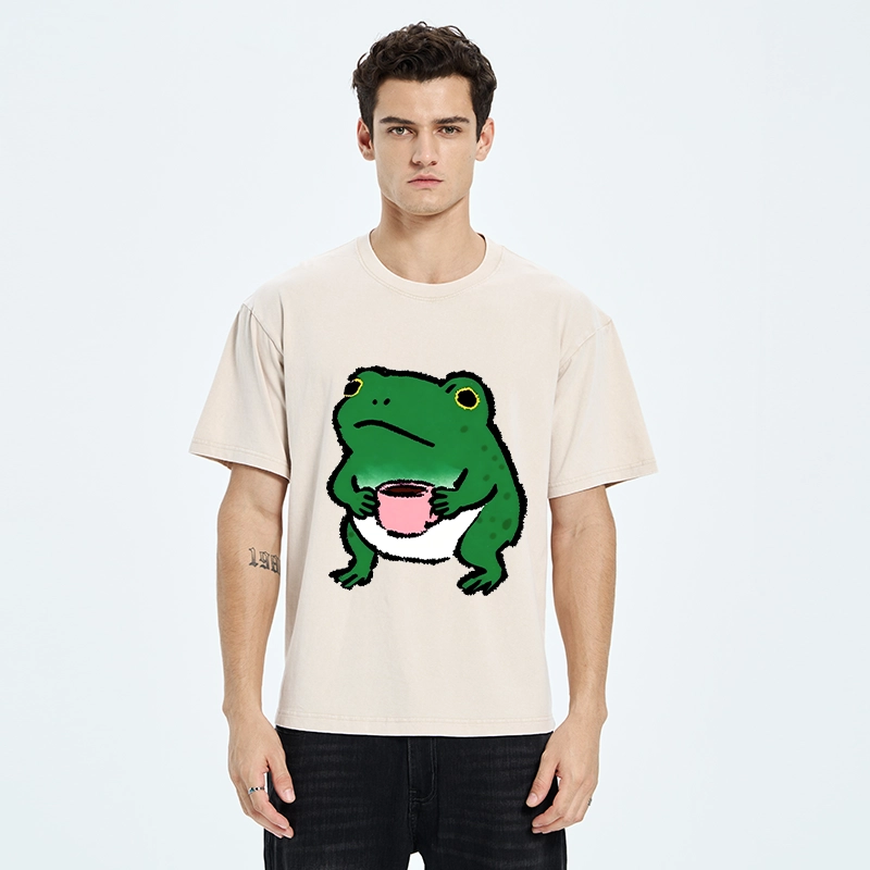 Tokyo-Tiger Green Frog With A Mug Washed T-Shirt