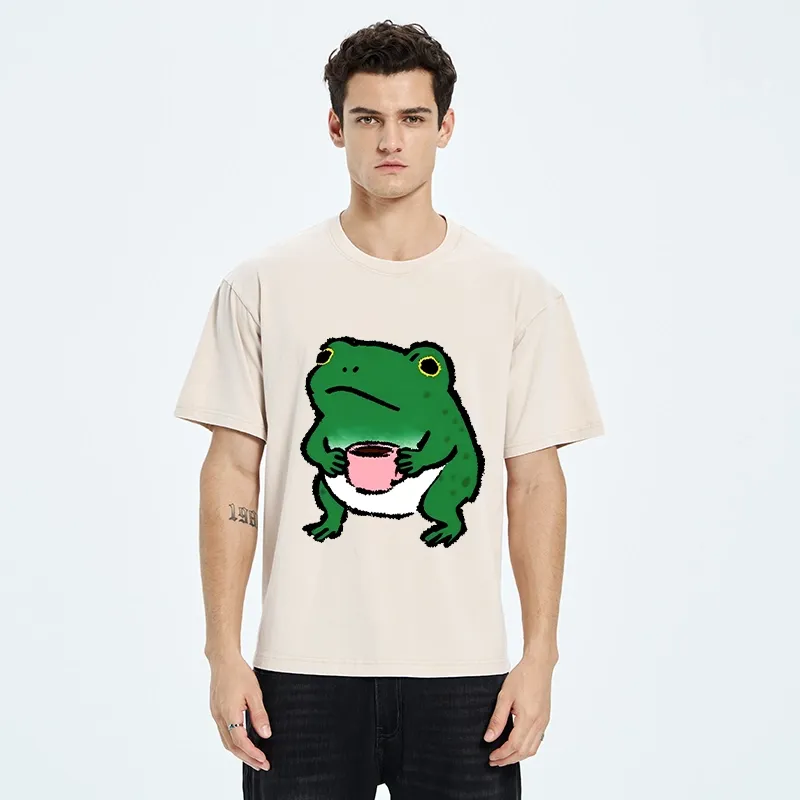 Tokyo-Tiger Green Frog With A Mug Washed T-Shirt