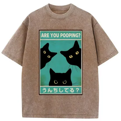 Tokyo-Tiger Cats Watching You Poop Washed T-Shirt