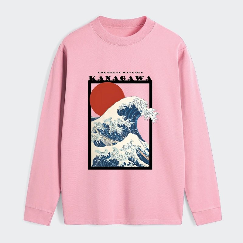 Tokyo-Tiger Minimalist Ukiyo-e Waves Classic Long Sleeve T-Shirt
