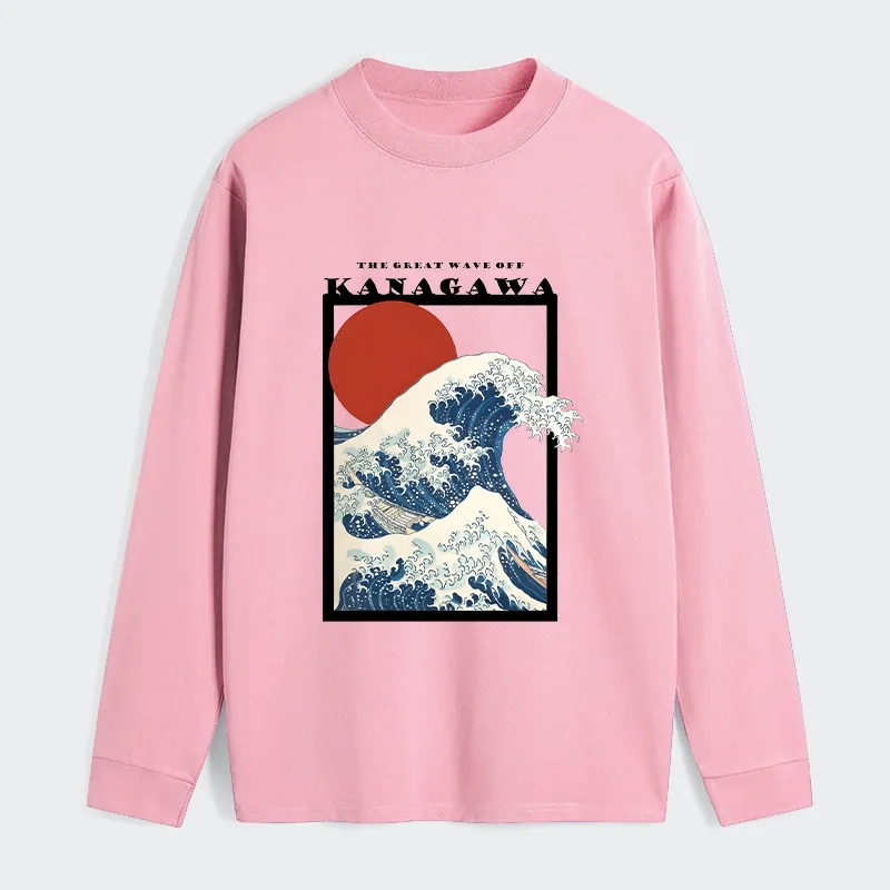 Tokyo-Tiger Minimalist Ukiyo-e Waves Classic Long Sleeve T-Shirt