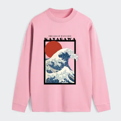 Tokyo-Tiger Minimalist Ukiyo-e Waves Classic Long Sleeve T-Shirt