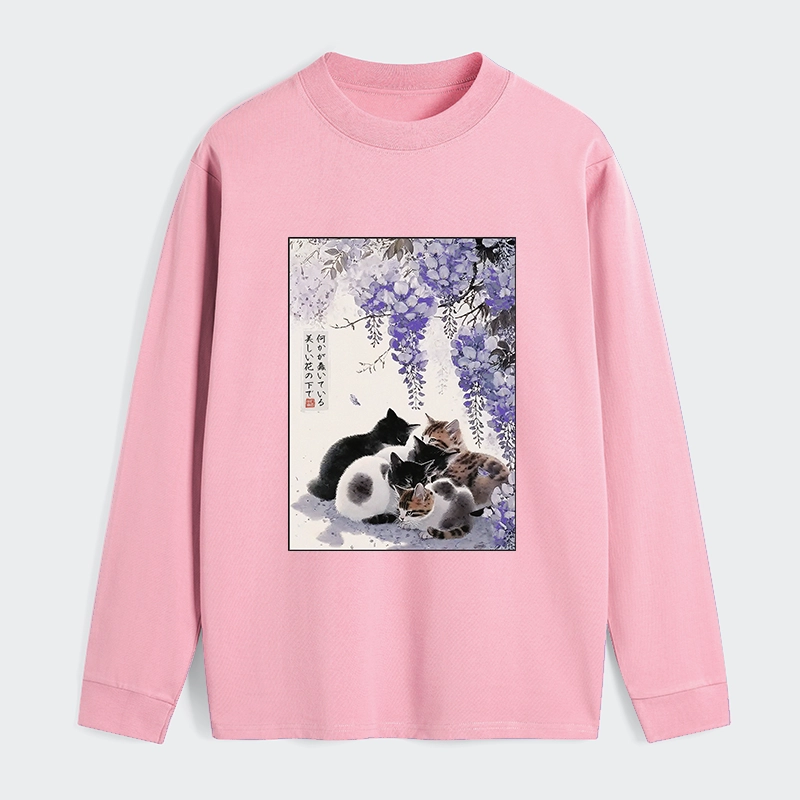 Tokyo-Tiger Cats plotting under the wisteria Classic Long Sleeve T-Shirt