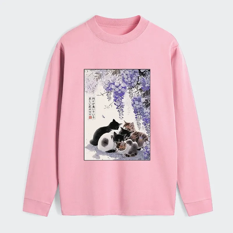 Tokyo-Tiger Cats plotting under the wisteria Classic Long Sleeve T-Shirt