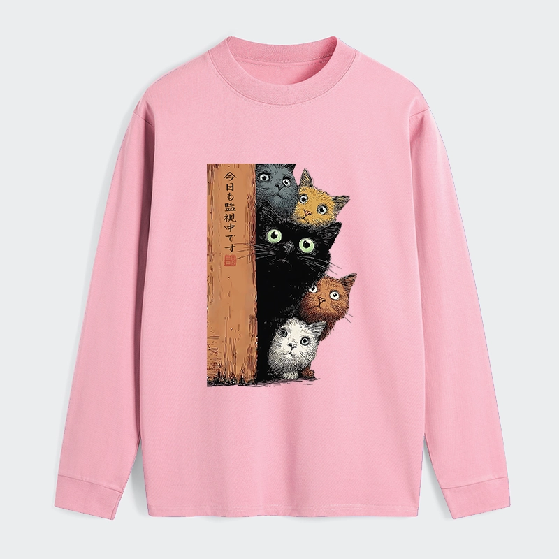 Tokyo-Tiger Five Cats Are Watching You Classic Long Sleeve T-Shirt