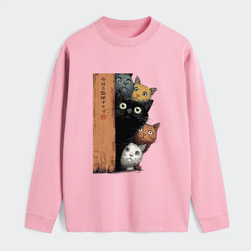 Tokyo-Tiger Five Cats Are Watching You Classic Long Sleeve T-Shirt