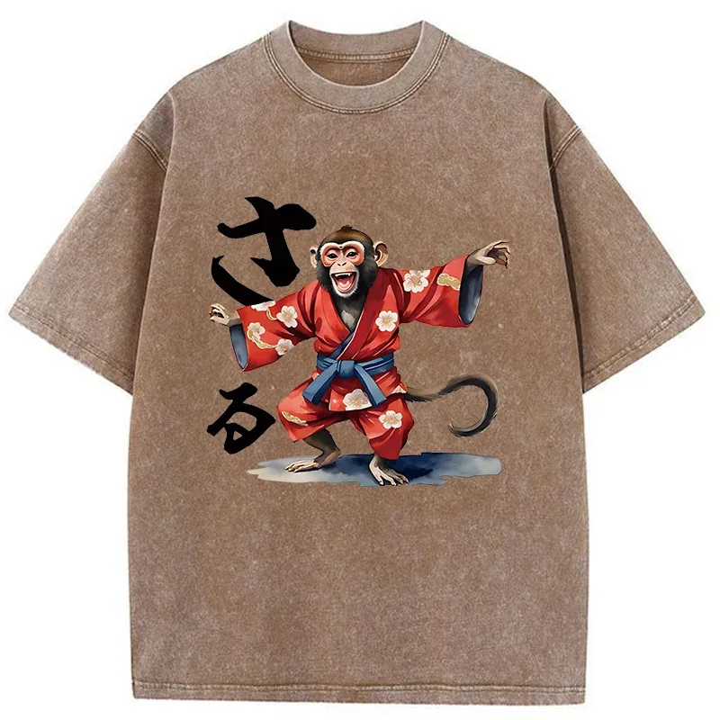 Tokyo-Tiger Dancing Monkey Washed T-Shirt
