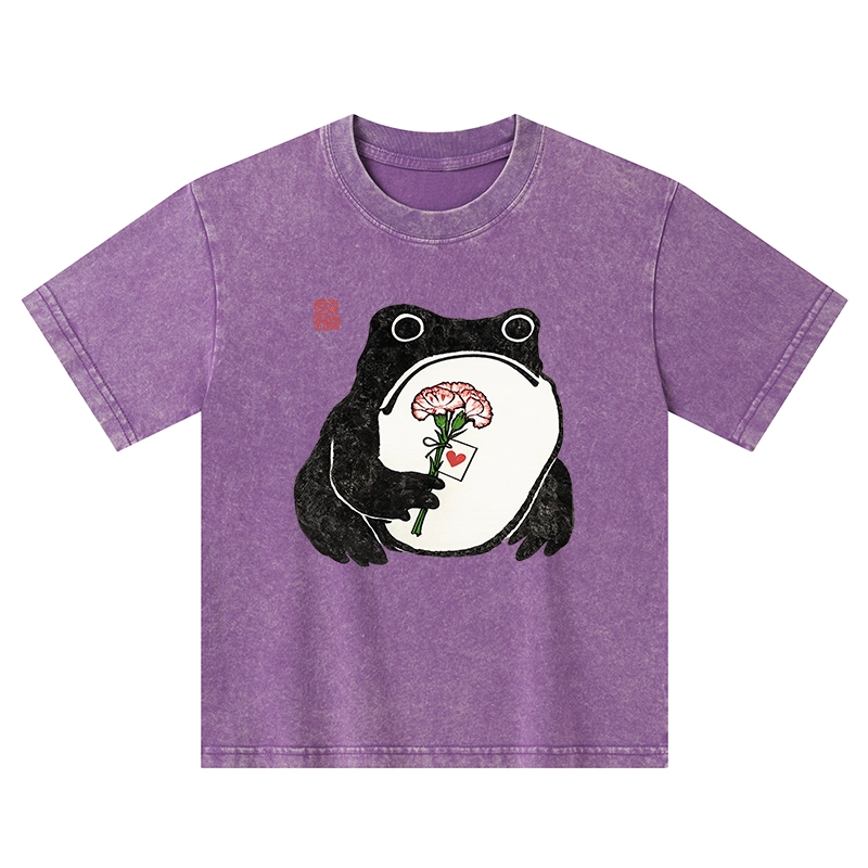 Tokyo-Tiger The Frog Holding A Carnation Kids Washed T-Shirt