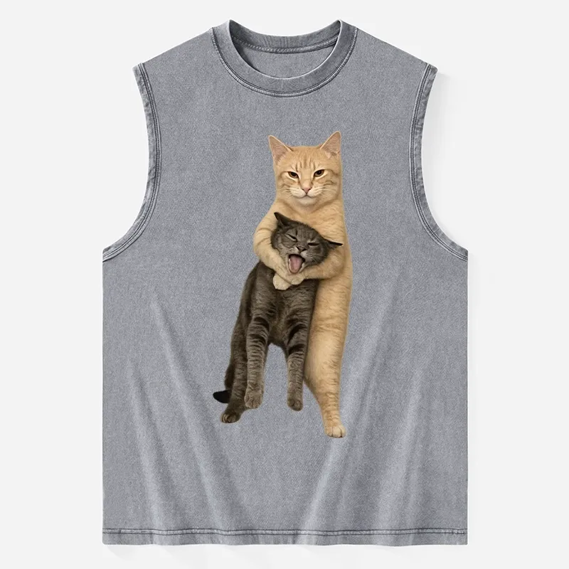 Tokyo-Tiger Orange Cat’s Tight Embrace Washed Tank