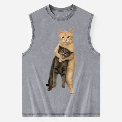 Tokyo-Tiger Orange Cat’s Tight Embrace Washed Tank
