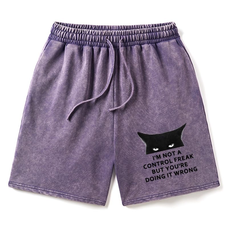 Tokyo-Tiger Control Freak Funny Washed Shorts