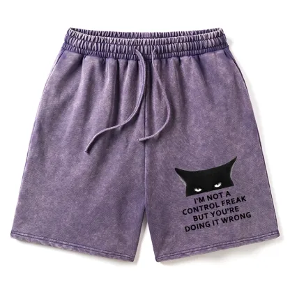 Tokyo-Tiger Control Freak Funny Washed Shorts