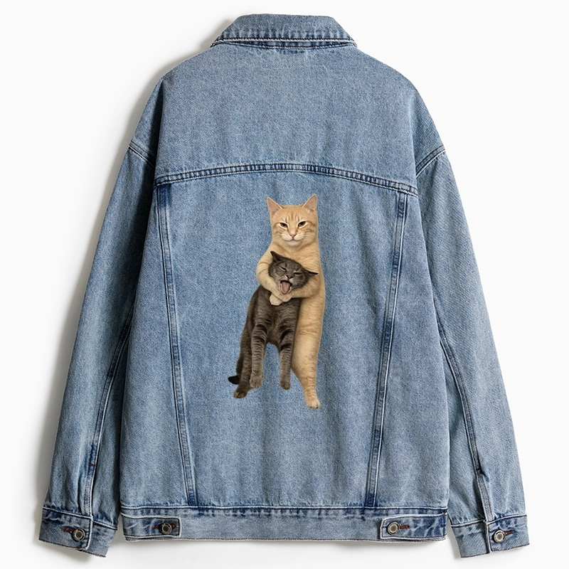Tokyo-Tiger Orange Cat’s Tight Embrace Jean Jacket