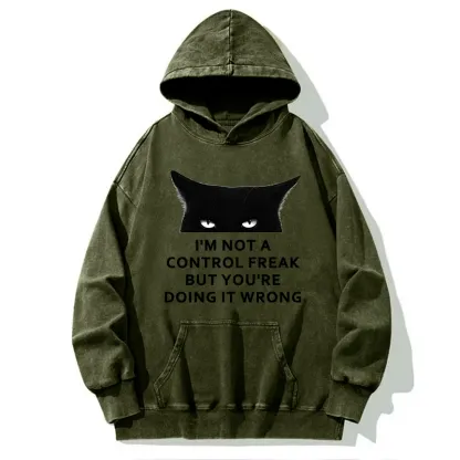 Tokyo-Tiger Control Freak Funny Washed Hoodie