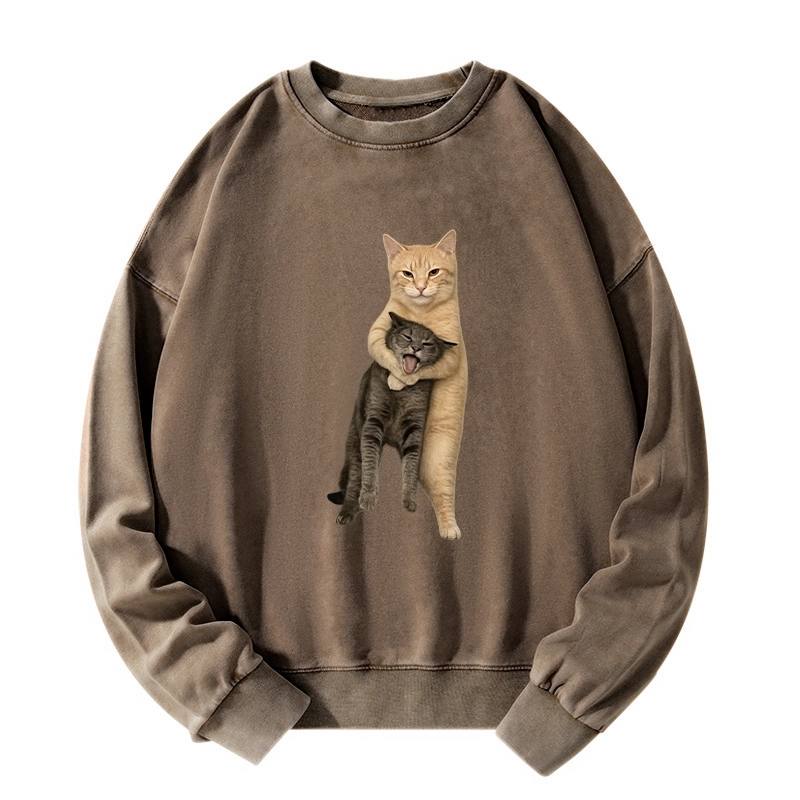 Tokyo-Tiger Orange Cat’s Tight Embrace Washed Sweatshirt