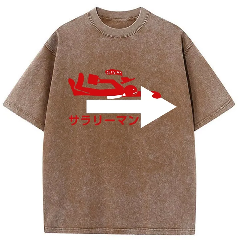Tokyo-Tiger Let's Fly Salaryman Washed T-Shirt