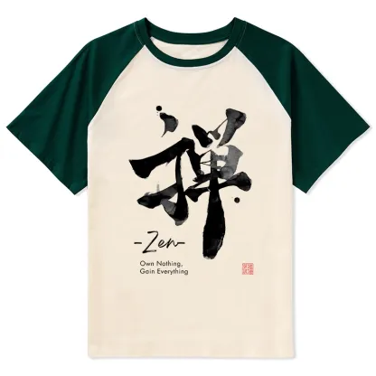 Tokyo-Tiger Zen Texts Raglan T-shirt