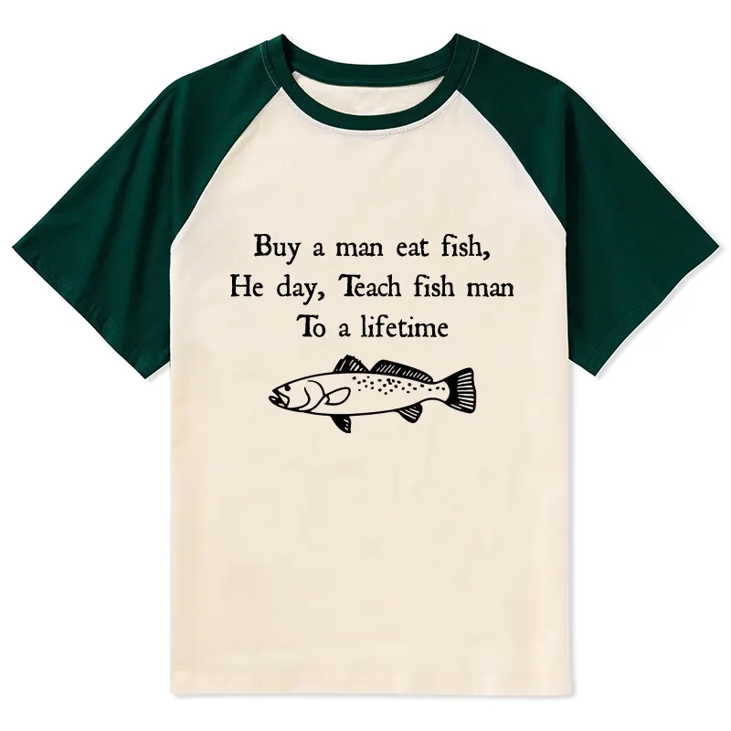 Tokyo-Tiger Man Eat Fish Meme Raglan T-shirt