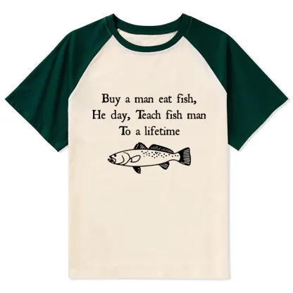 Tokyo-Tiger Man Eat Fish Meme Raglan T-shirt