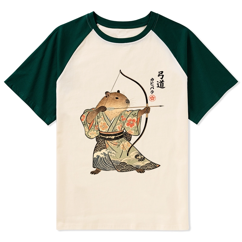 Tokyo-Tiger Capybara Archery Raglan T-shirt