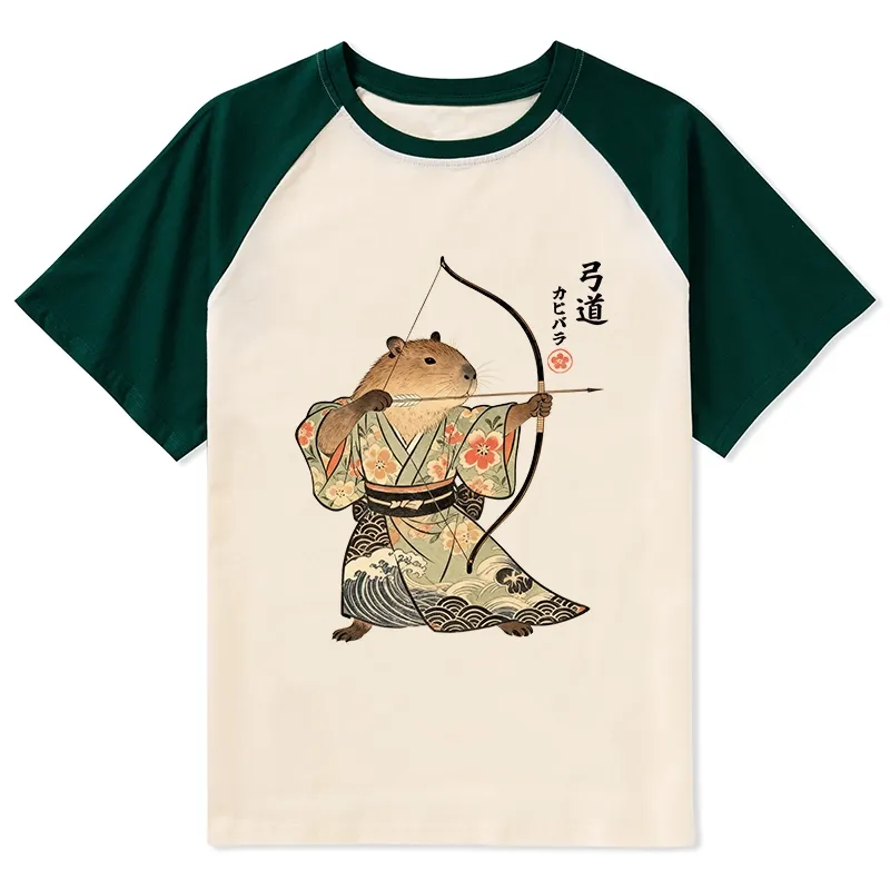 Tokyo-Tiger Capybara Archery Raglan T-shirt