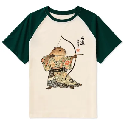 Tokyo-Tiger Capybara Archery Raglan T-shirt