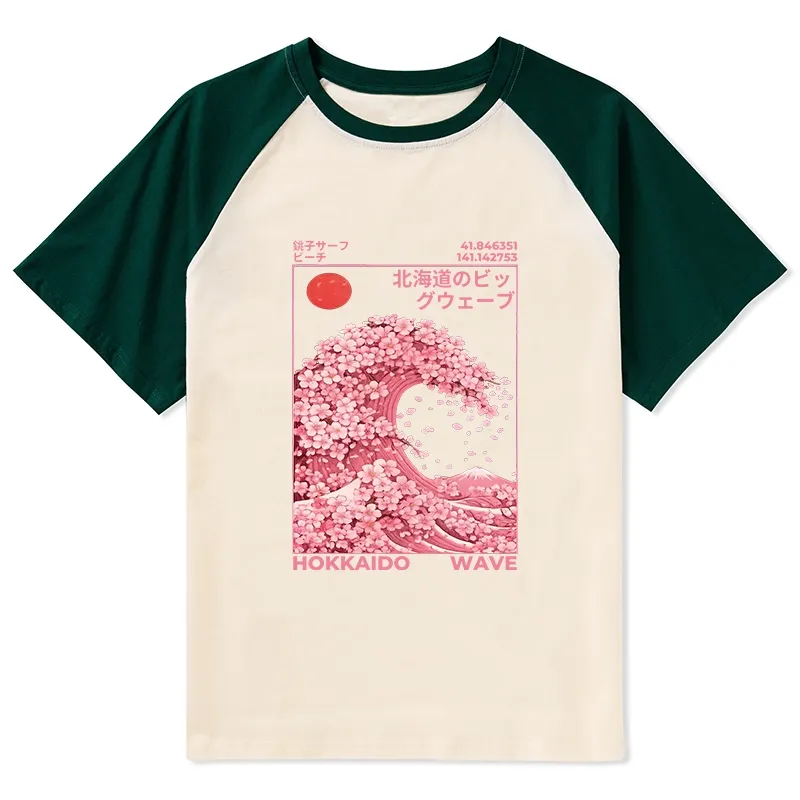 Tokyo-Tiger Sakura Wave Raglan T-shirt