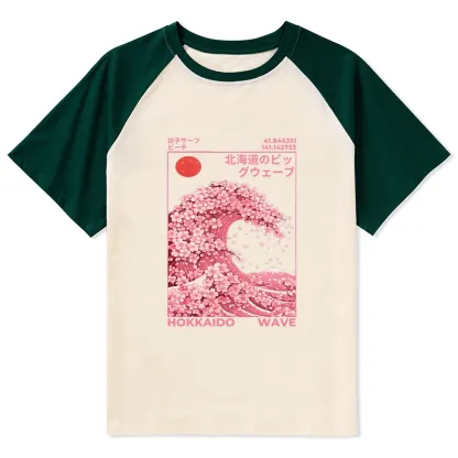 Tokyo-Tiger Sakura Wave Raglan T-shirt
